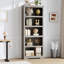 Bibliothèque de 69 po de hauteur à 5 niveaux 69 po, tablette de rangement en bois de 23,6 po de largeur avec tablettes réglables, panneau de fibres à densité moyenne robuste et conception anti-basculement sécuritaire pour la chambre à coucher, le salon et le bureau personnel, gris-129053019-129053014