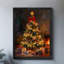 Arbre de Noël noir encadré noir et cadeaux au coin du feu, impressions sur toile de style rétro-1997004776