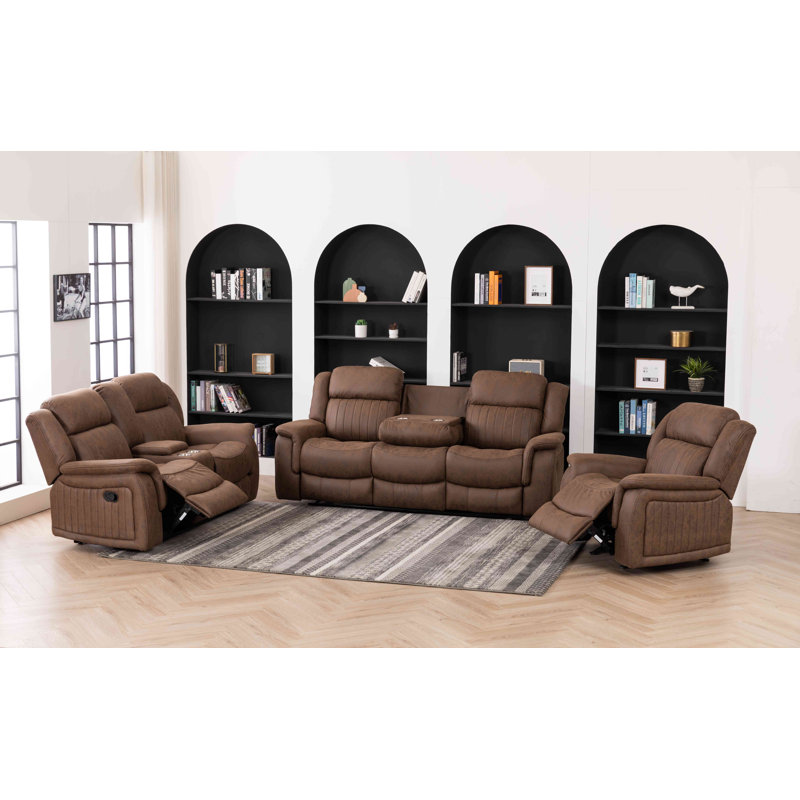 Ensemble de salon en similicuir 3 pièces, Brown