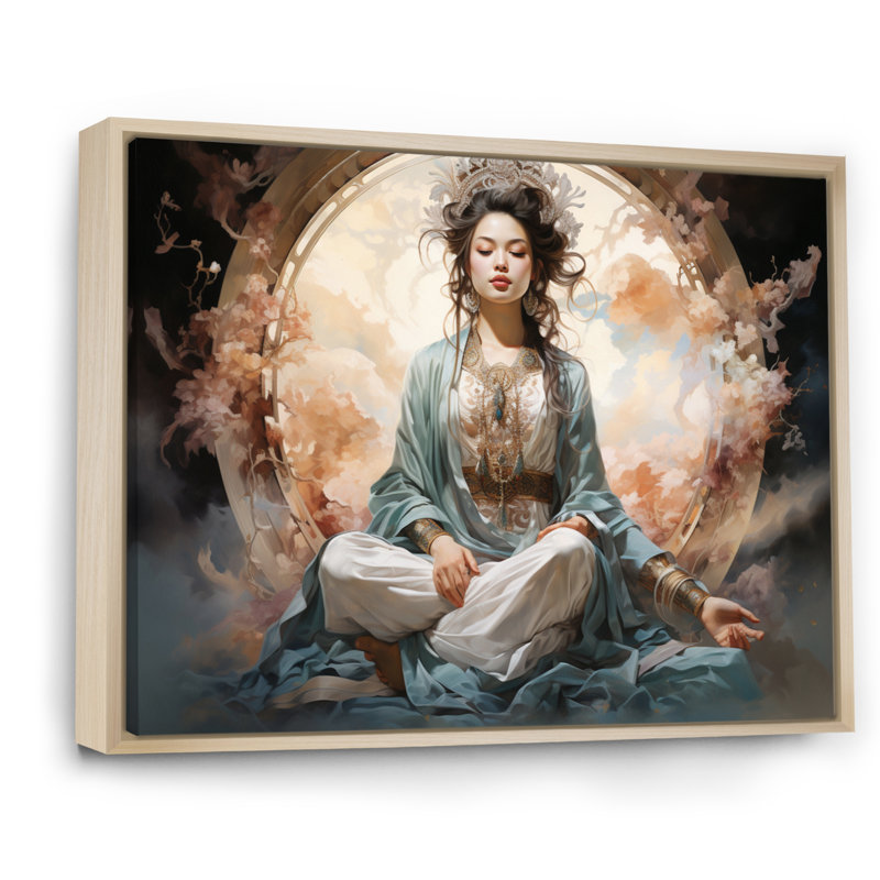 Art asiatique, bodhisattva Grace I - impression, H 34 po x l 44 po x P 1,5 po, Cadre naturel flottant