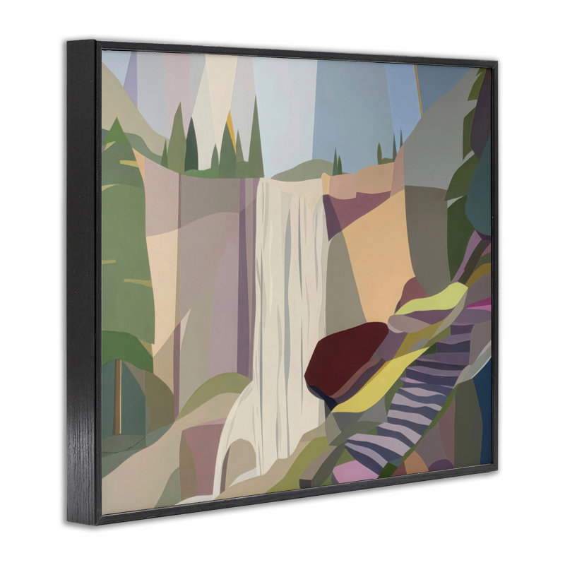 Estampe numérique Yosemite & Mist Trail, design par Melba Browne, H 16 po x l 20 po, Giclée encadrée noir minuit