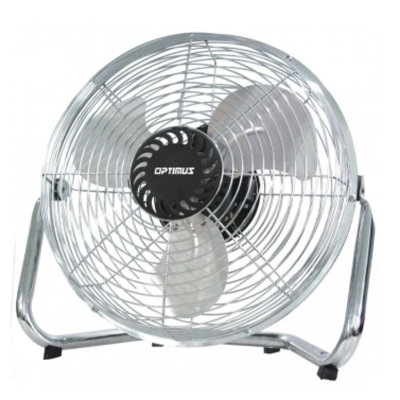 Optimus High Velocity Industrial Fan – Compact Metal Air Circulator With Chrome Grill And Tilt Head For Workshop, Garage, Or Home Cooling