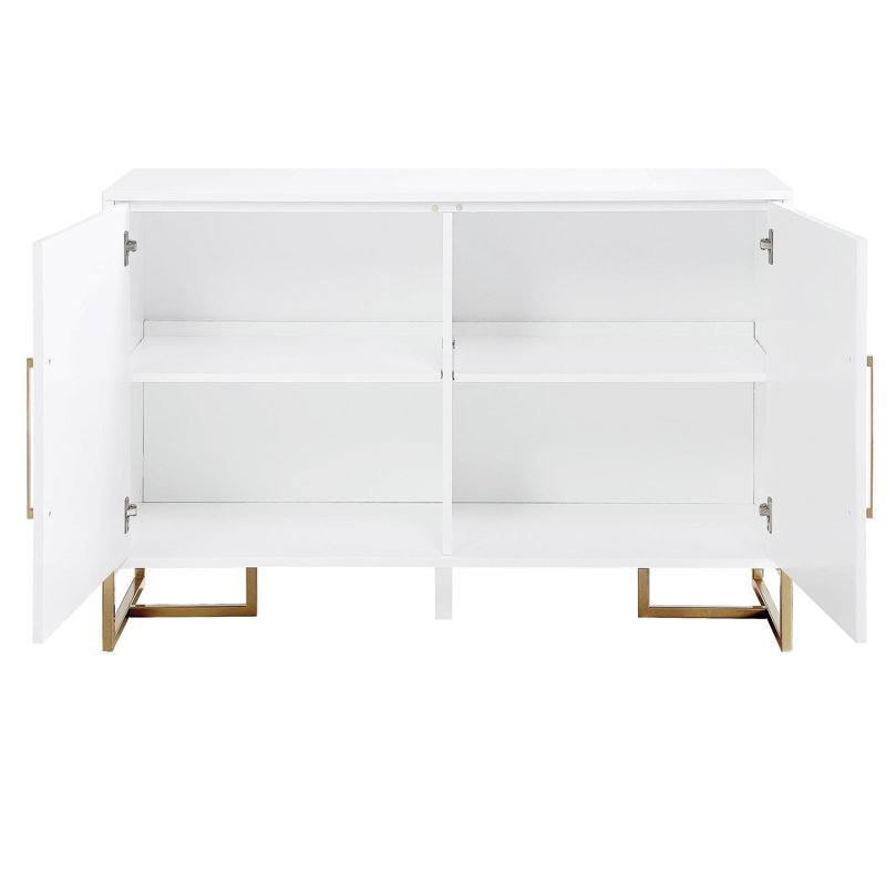 Herringbone 48" Wide Buffet Table, Gold/White