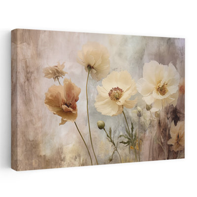 Art contemporain abstrait avec pivoines impressionnistes