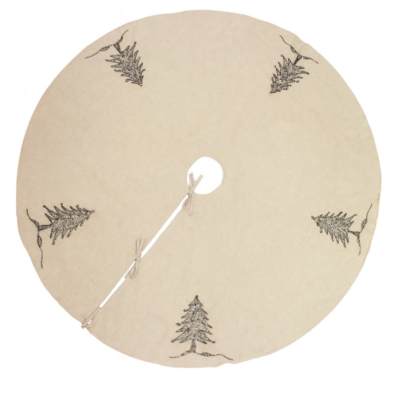 Jupe d'arbre de Noël perlée argentée 72 po, L 72 po, Argent argent