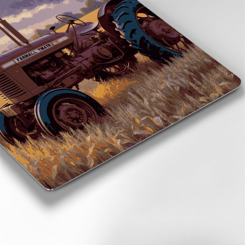 «Farm Farm Tractors», art mural en métal brun, H 32 po x l 32 po