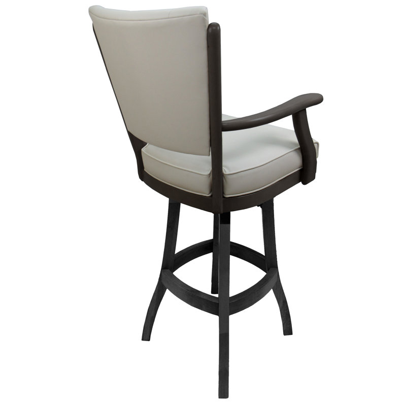Très grand tabouret pivotant en bois Irminger, Beige Vinyl/Dark Gray, Très grand (siège d'une hauteur de 34 po)