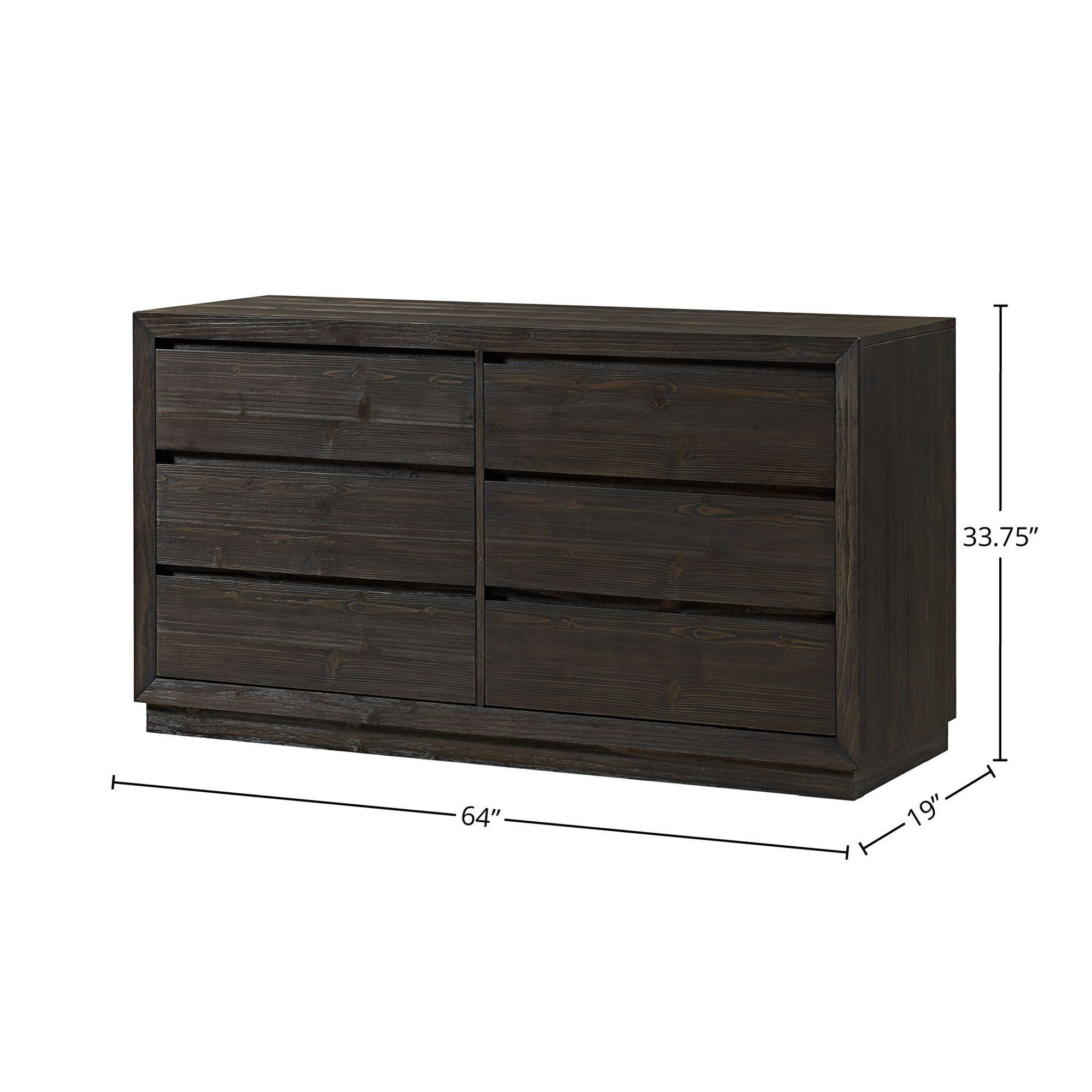 Albie 6-Drawer Pine Dresser, Cocoa