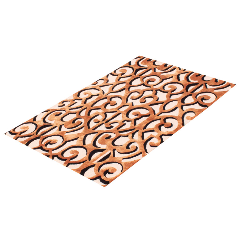 Tapis brun / beige en laine / viscose noué à la main 3 pi 9 po x 5 pi 9 po Gaquan