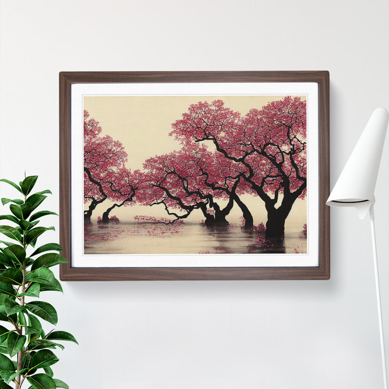 Thrilling Cherry Blossom Trees - Framed Print, 46cm H x 64cm W x 2cm D, Walnut Framed