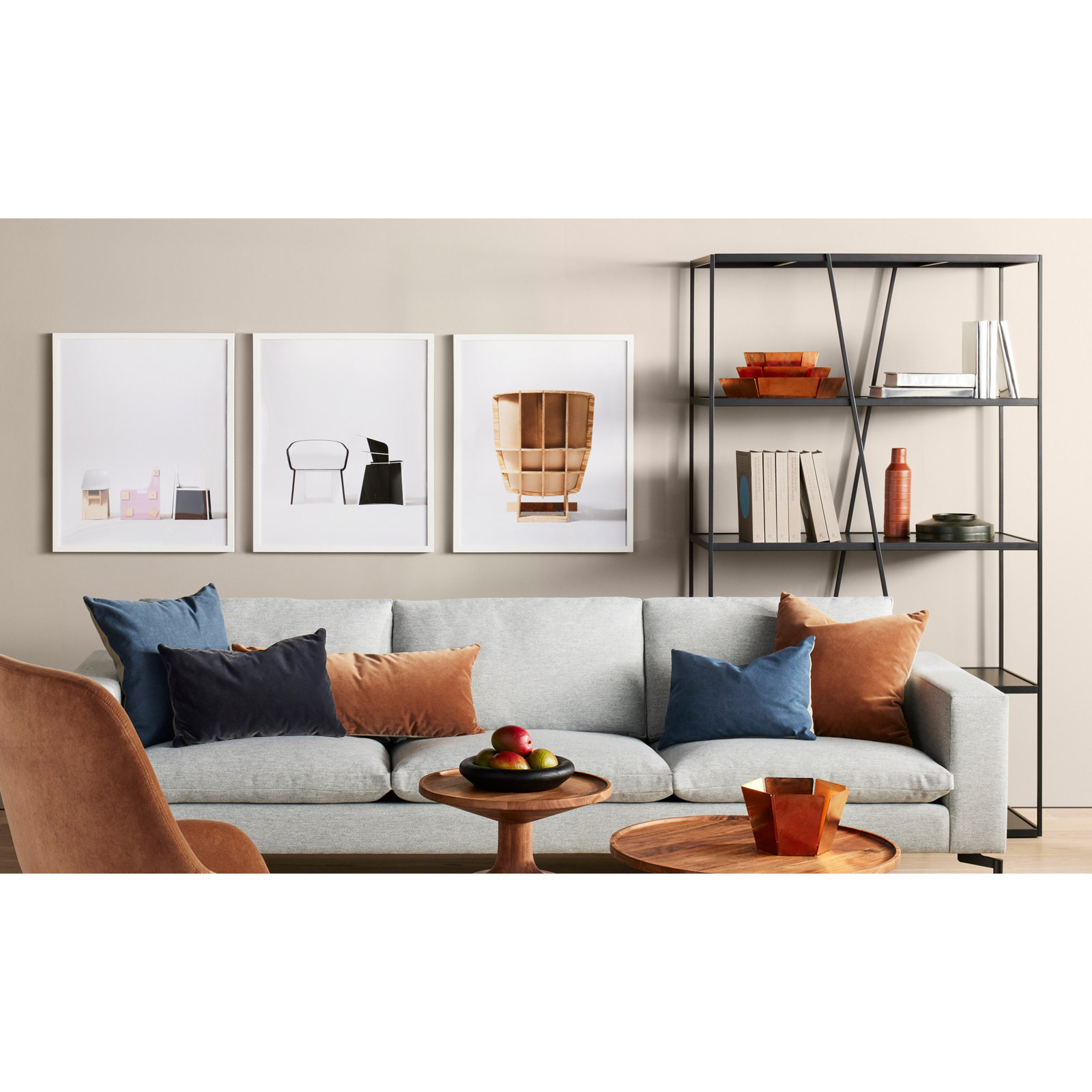 NeedWant Etagere Bookcase, Oblivion, (4 Shelves) 73" H x 80" W x 19" D