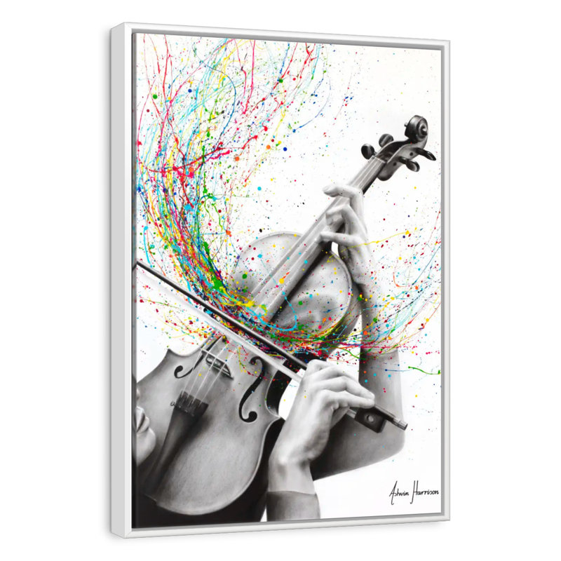 The Violin Solo, 9" x 13", Floating Frame White