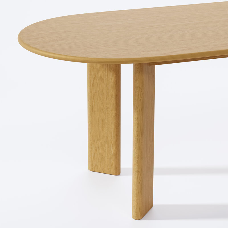 67“L×33.5"W Oval Wood Dining Table Kitchen Table with 4 Legs, Natural Wood, 30" H x 67" L x 33.5" W