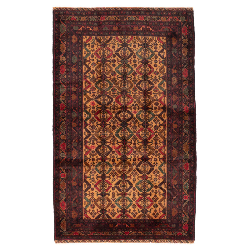 Tapis brun clair Teimani 3 pi 11 po x 6 pi 8 po