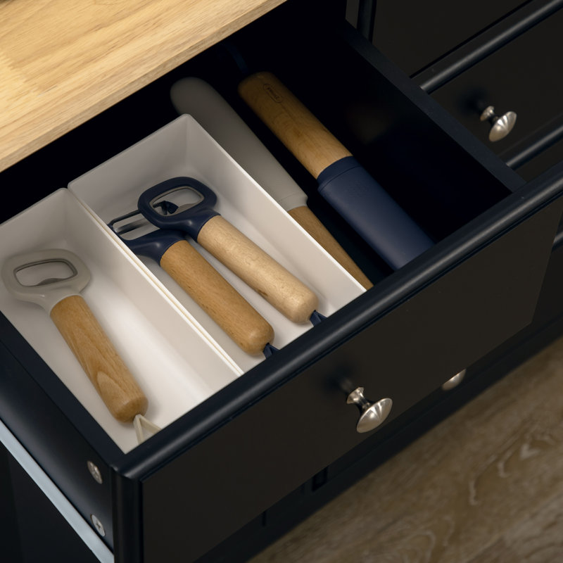 Buffet buffet avec tiroirs de rangement, plateau en bois d'hévéa et tablettes réglables, armoire à café, noir