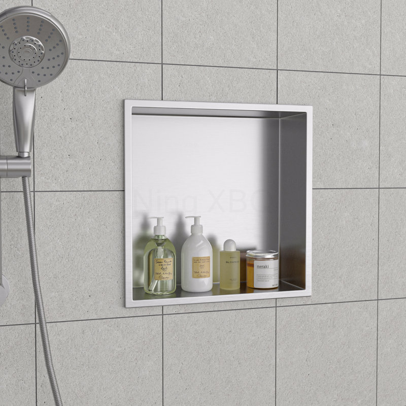 12" X 12" Stainless Steel Shower Niche, Brushed Nickel, Brushed Nickel, 12" H x 12" W x 3.94" D