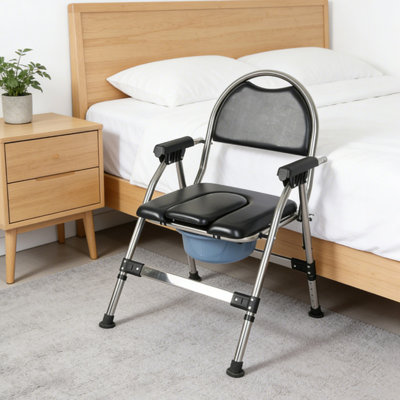  Folding Commode Chair Adjustable Height Bedside Toilet Shower Seat 150kg