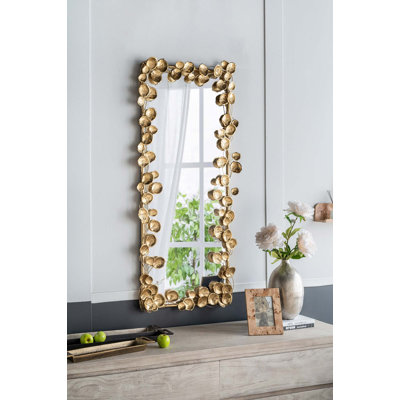 Miroir pleine grandeur avec détails dorés, plancher Miiror