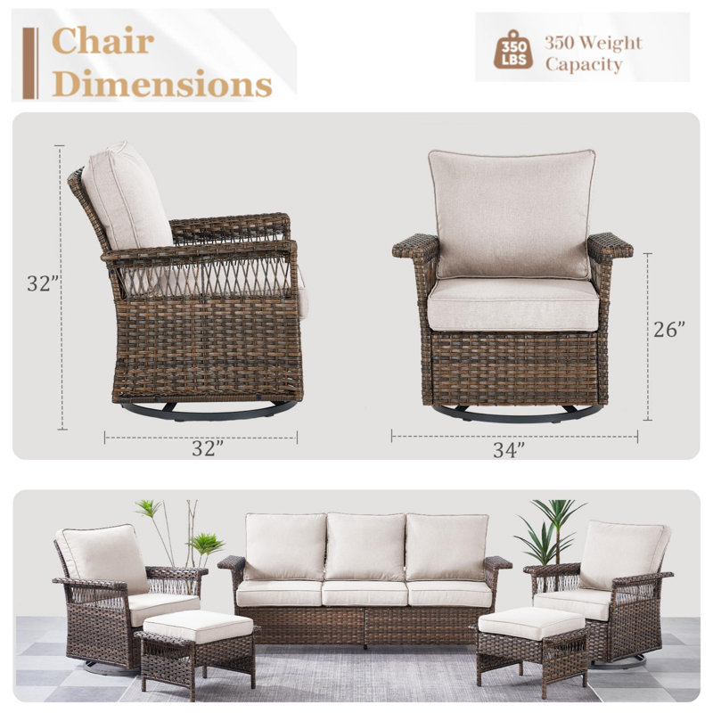 Chaise berçante pivotante avec coussins Blathnaid, Beige