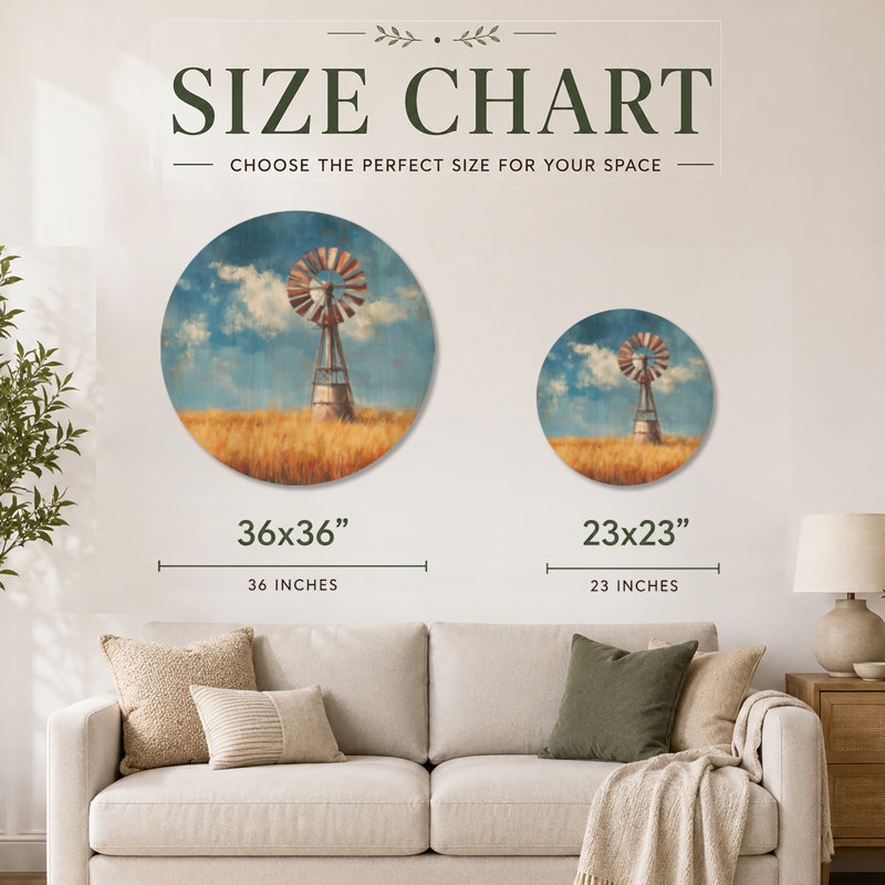 Décoration murale rustique en bois avec champ de blé rustique, Rond 36 po