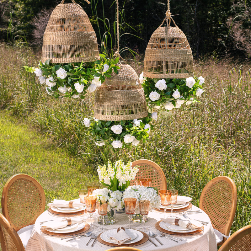 Meliora Rattan Garden Chandelier, Snow