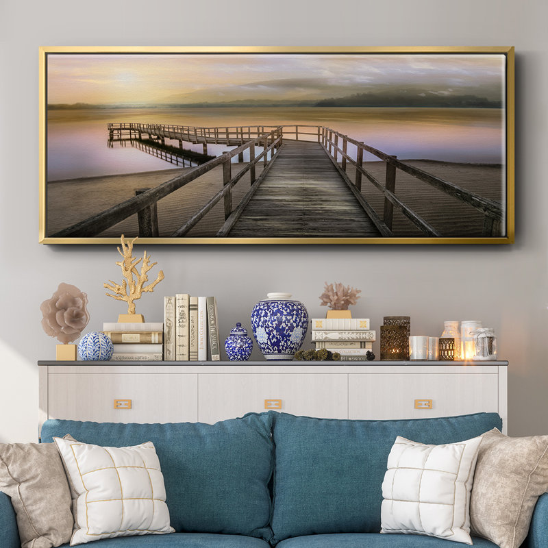 «Morning on the Lake», toile encadrée, H 20 po x l 50 po