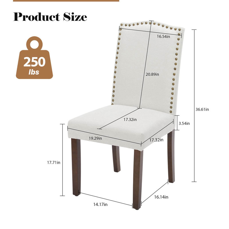 Aura Upholstered Solid Back Parsons Chair, Beige, 2