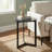 Emmaleen Accent Table in Black Metal and Marble, Round 15"
