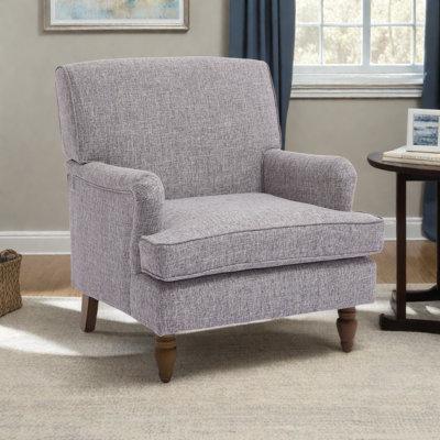 Fauteuil vintage rembourré en tissu de lin avec pieds en bois massif antique, fauteuil d'appoint, fauteuil pour salon, chambre à coucher, café
