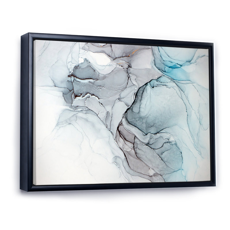 Luxry Blue and Grey Marble Art Ripples IV - Art mural moderne sur toile, H 30 po x l 40 po x P 1,5 po