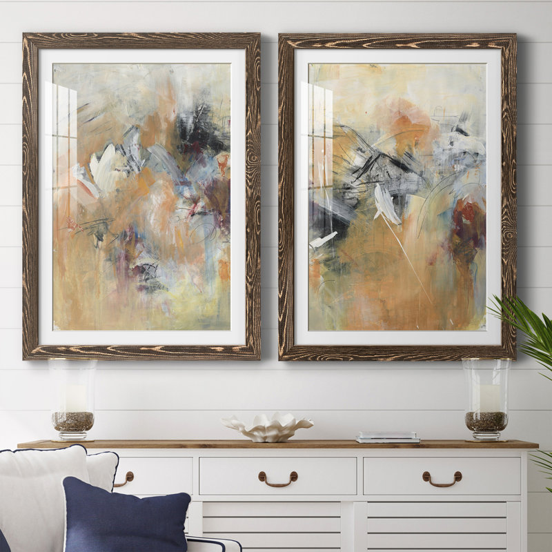 Frozen Spring I - ensemble de 2 peintures encadrées, Cadre noyer, H 31,5 po x l 23,5 po x P 1 po