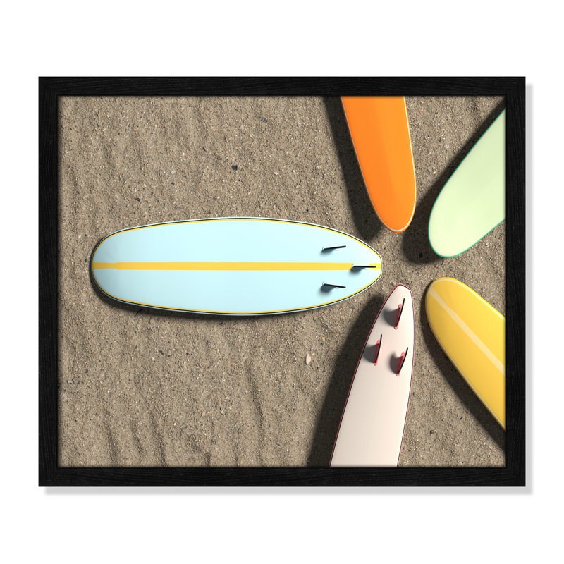 " Surf Circle " by Alexander Mils, Pas de tapis, Cadre noir mince, H 16 po x l 19 po x P 0,75 po