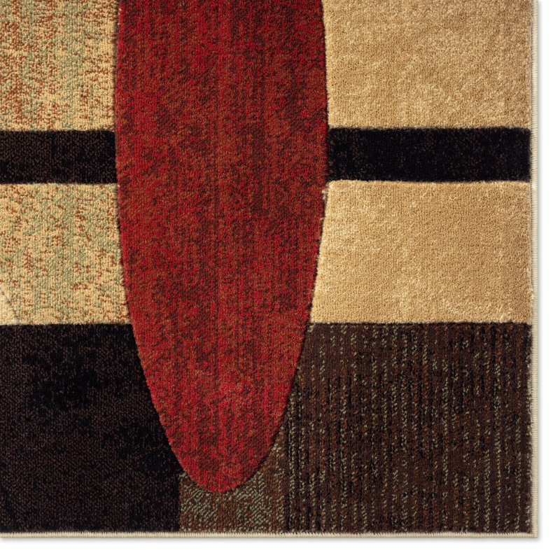 Tapis géométrique contemporain 3 pi 11 po x 5 pi 2 po Tribeca Jasmine, multicolore / beige / brun