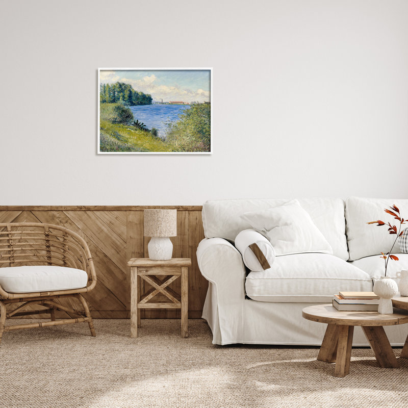 Eau bleue claire bord de mer, H 24 po x l 30 po x P 1,5 po, Giclée encadrée blanc bord de mer