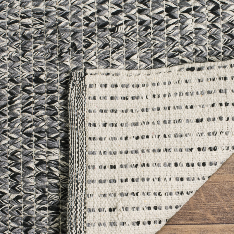 Tapis gris en coton tissé à plat à la main Alphy, Rectangle 6 pi x 9 pi