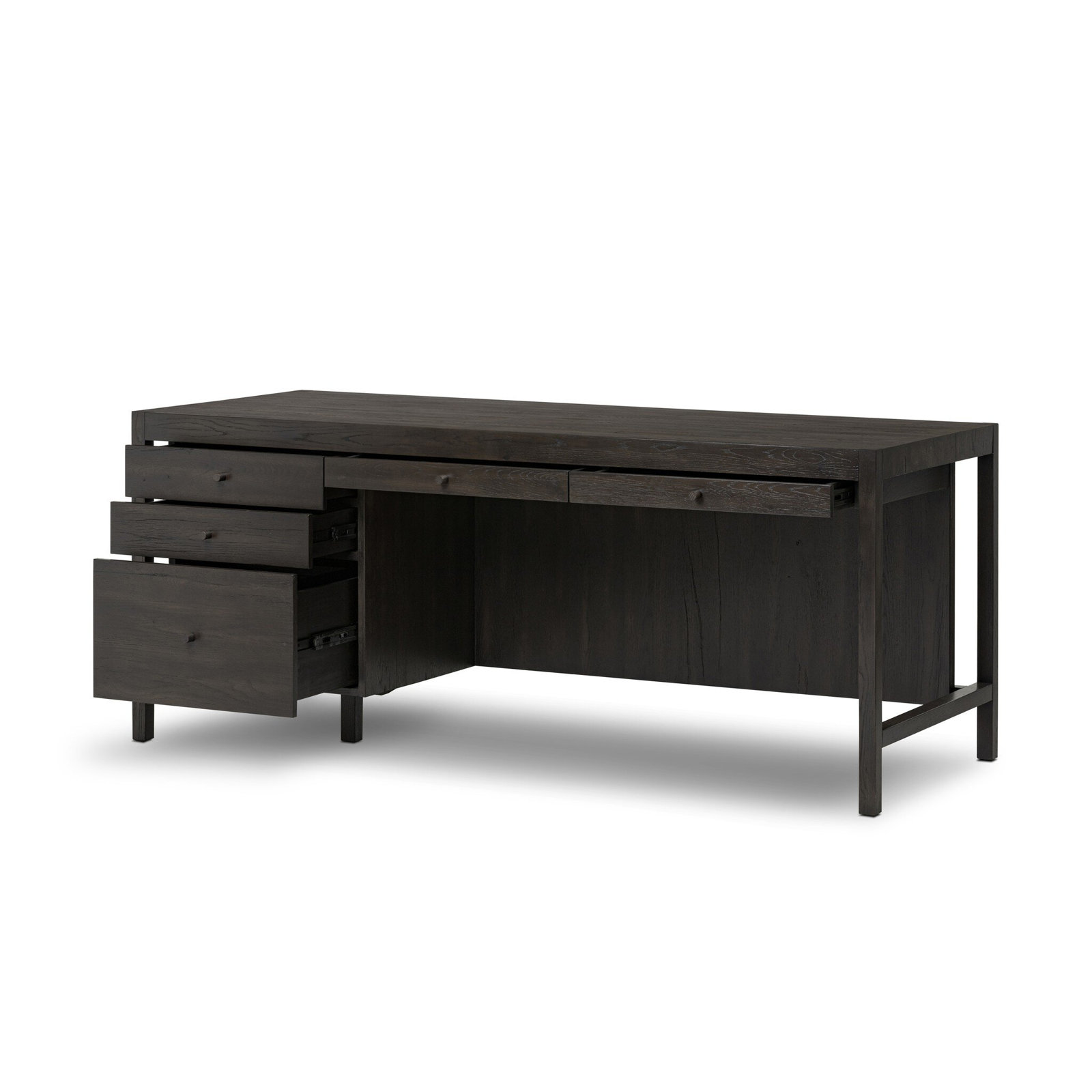 Hank 72.5 " Oak Executive Desk, Black
