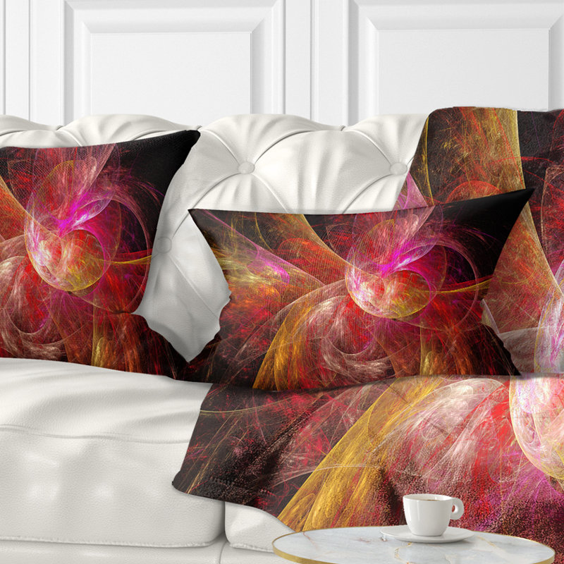 Fractale noire - coussin imprimé abstrait, Rose