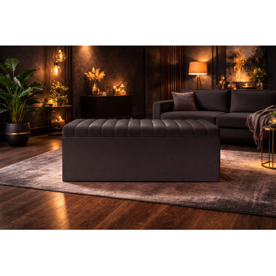 Royal Velvet Storage Ottoman Box with Hinged Lid | Lined Upholstered End of Bed Storage Bench | Soft  Close Storage Seat | Made in UK