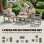 4 Seater Light Grey Acacia Wood Garden Sofa Set with Loveseat, 2 Armchairs and Slatted Coffee Table-573644669-573644670