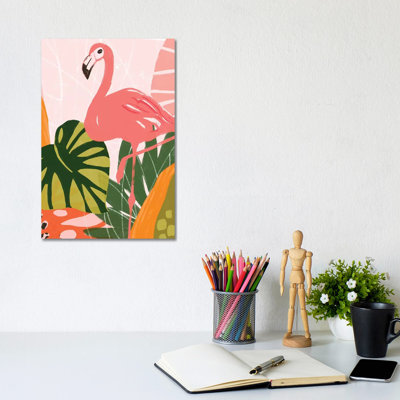 Jungle Flamingo I 1 Piece Wrapped Canvas Wall Art