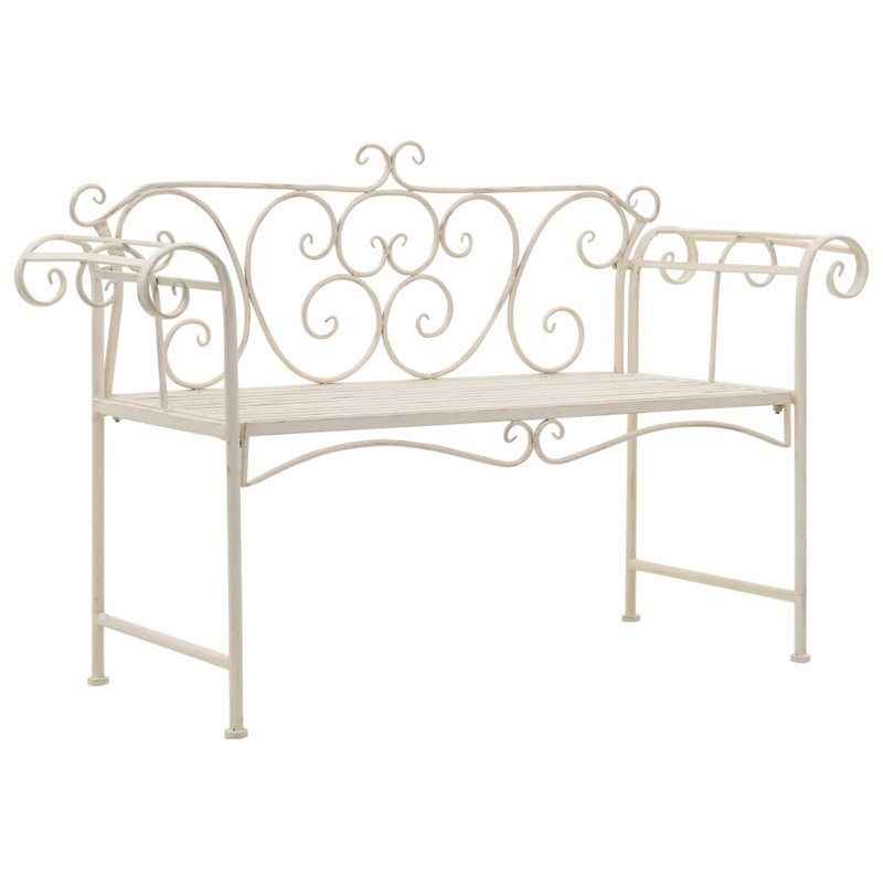 Congo Metal Outdoor Bench, Antique White