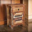 Table d'appoint latérale, rangement, métal noir 25 po, bois naturel vieilli