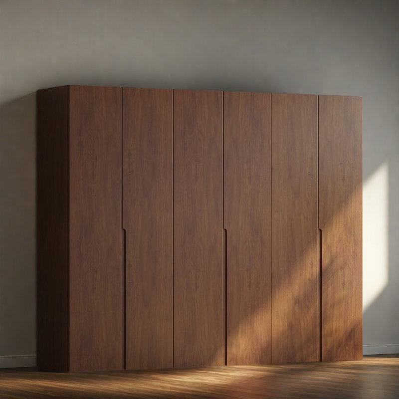 Armoire simple en noyer moderne, H 94,49 po x l 86,61 po x P 19,69 po