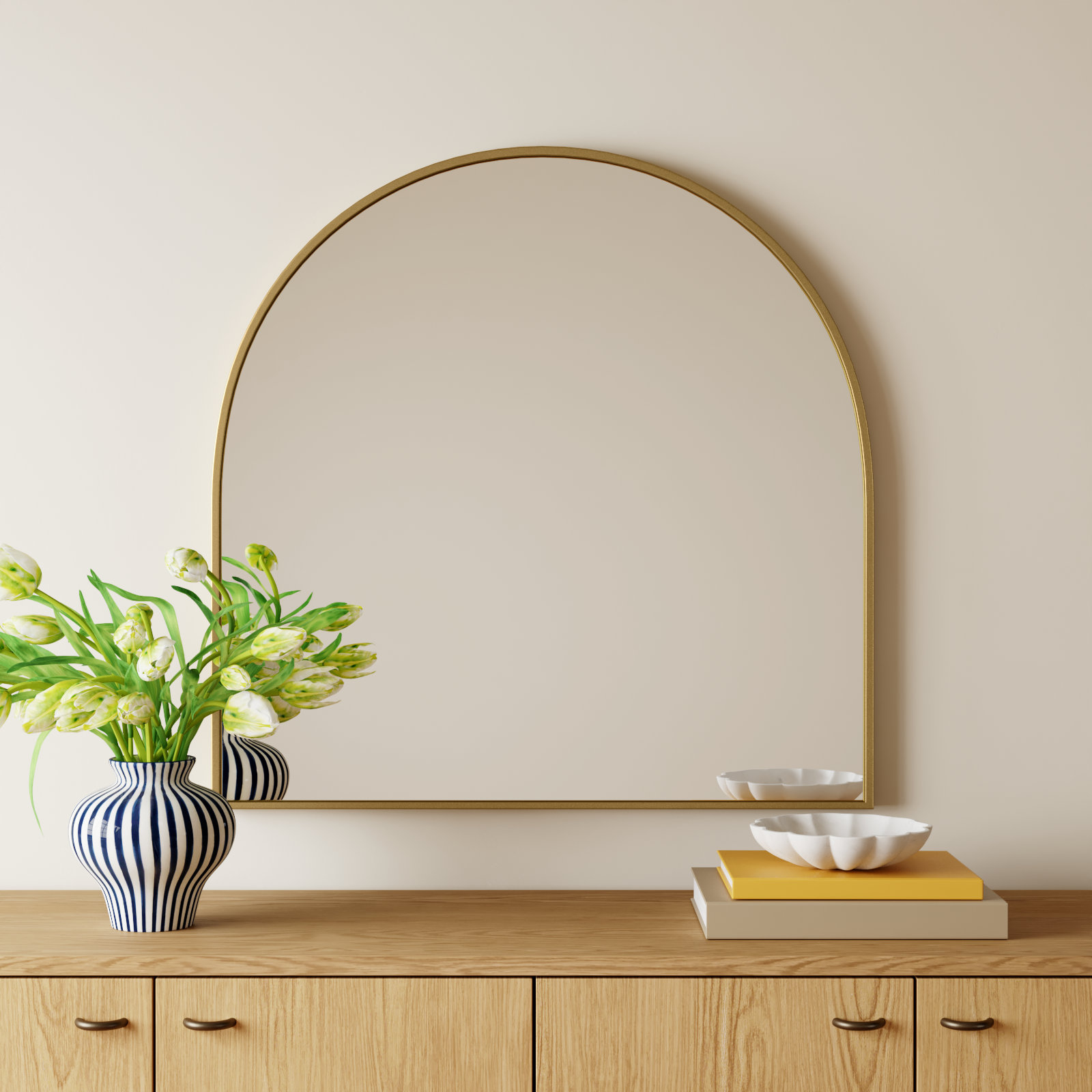Sabine Metal Arch Wall Mirror, Brass, 36" x 36"