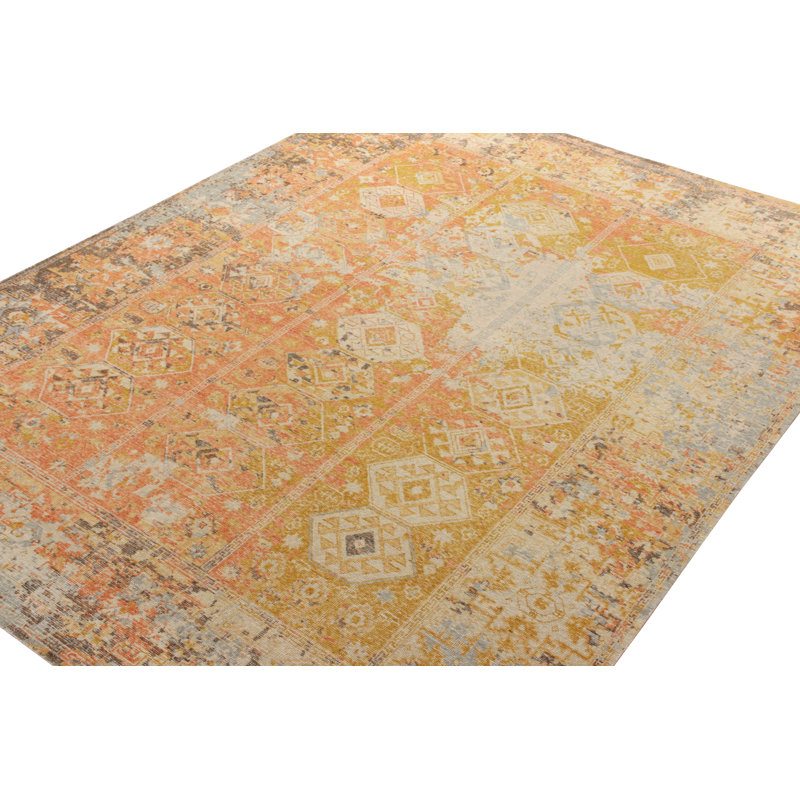 Distressed Homage Hand Knotted Wool Geometric Area Rug, Rectangle 8' x 10'