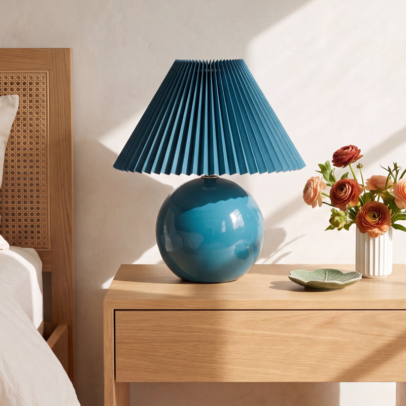Carmel Ceramic Table Lamp, Blue, Blue