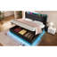 Très grand lit avec 360 DEL innovantes, rangement hydraulique, type C, lin gris, lit rembourré Peaceful Sleep, éclairage à DEL, lin-178627837-178627825