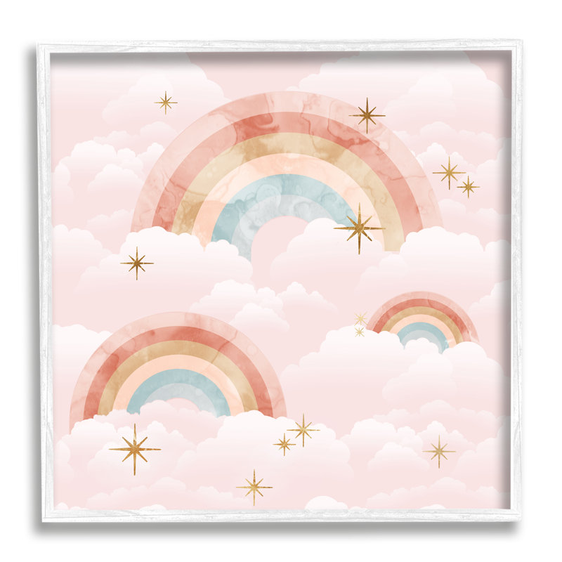Pastel Rainbows in cmw-064, art mural personnalisé, Giclée encadrée blanc bord de mer, H 17 po x l 17 po, Oui