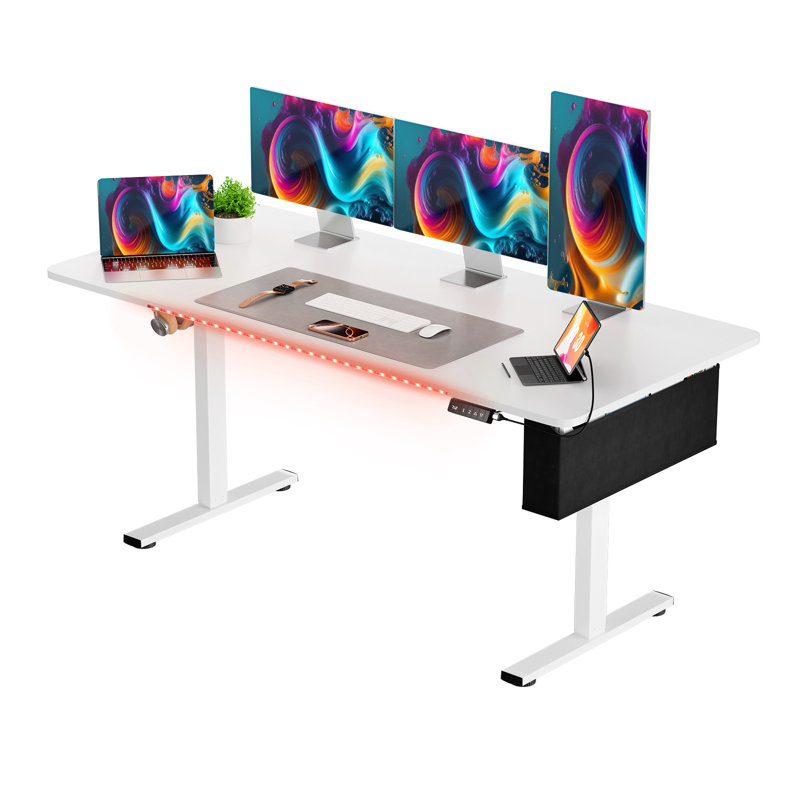 Adjustable Metal Base Standing Desk, 117.5cm H x 160cm W x 75cm D