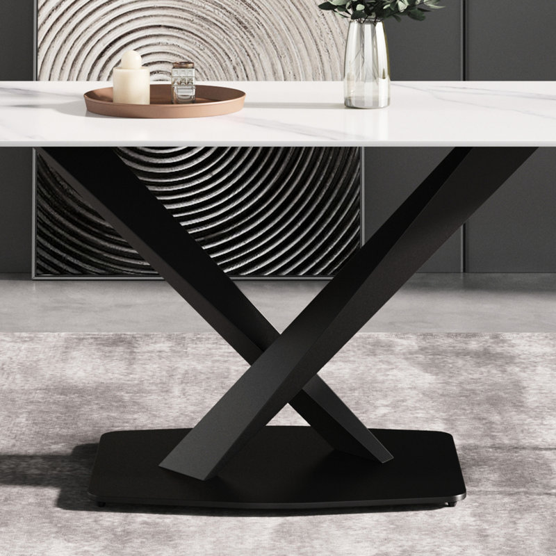 Table de salle à manger 54,71 "Buloke, H 29,22 po x l 54,71 po x P 31,03 po, White